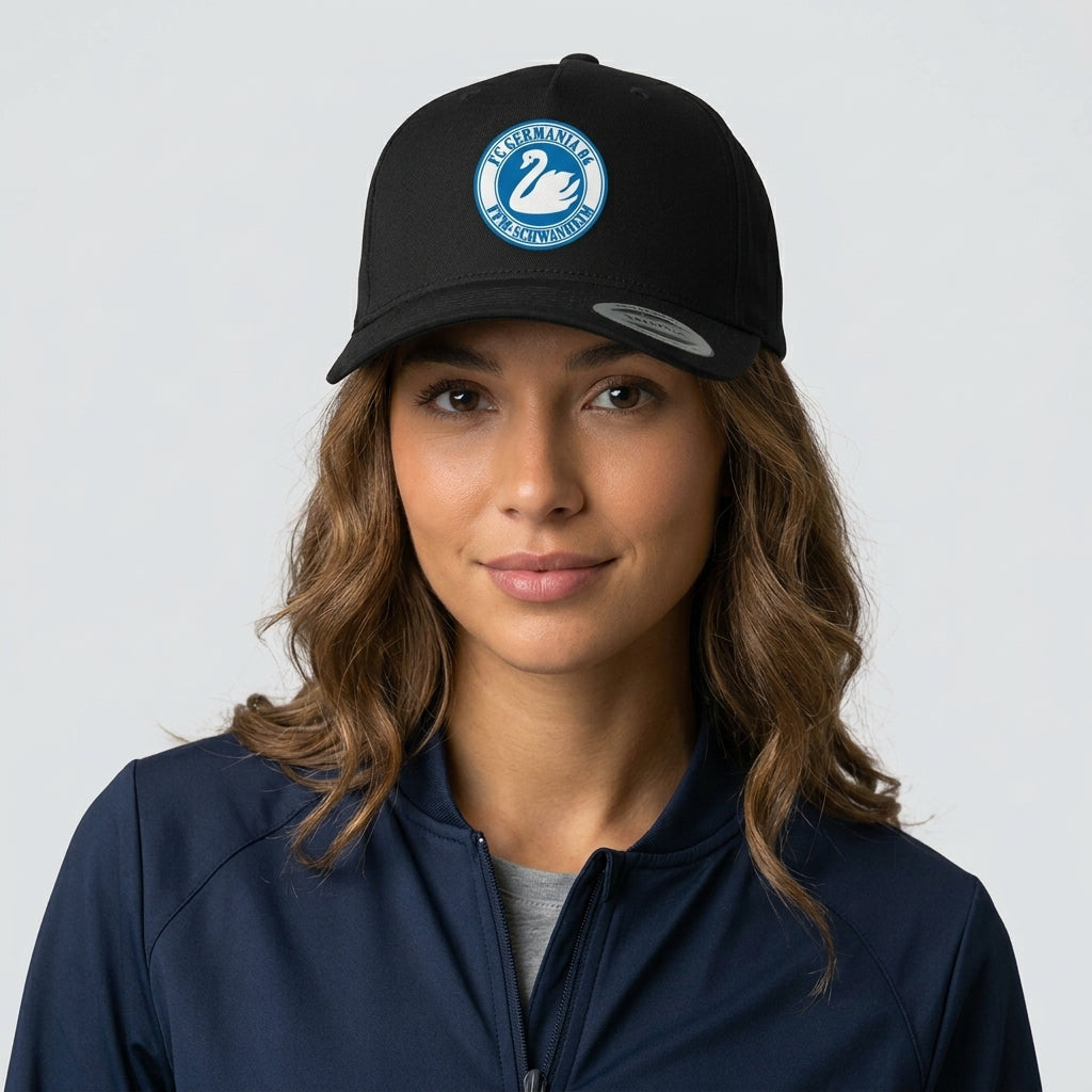 Basecap 5 Panel All Black Wappen